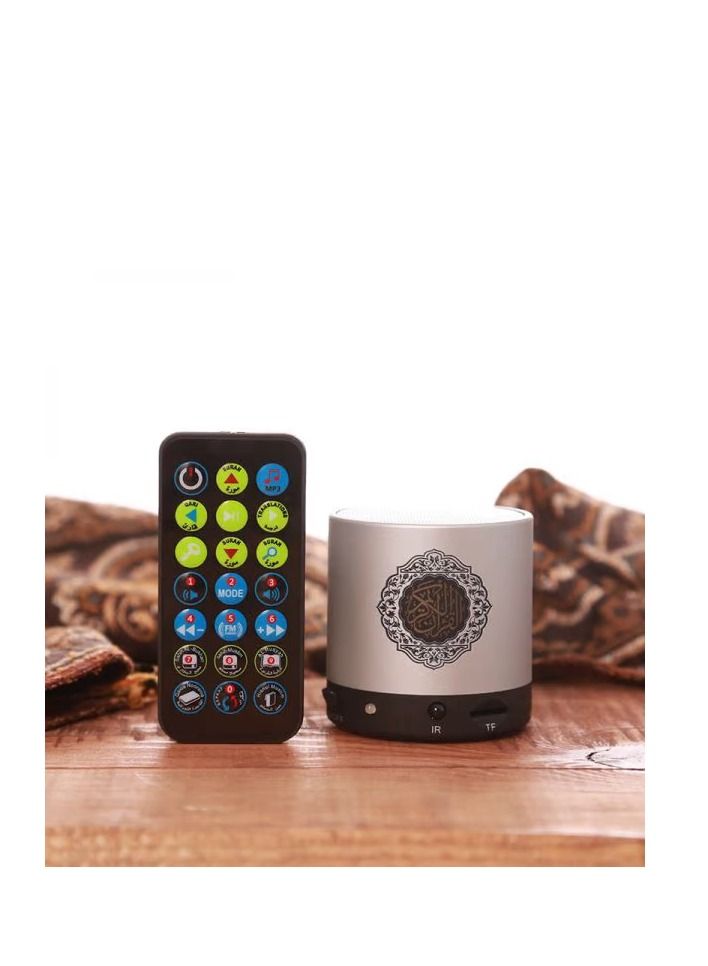 SUNDUS Quran Speaker 8GB with Remote Control – Famous Reciters, Translation & Audio Tafsir, Silver - Image 2